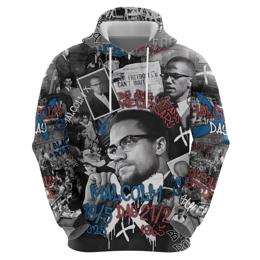 Malcolm X Zip Hoodie Quotes Dates and Black History Activist Theme - Wonder Print Shop