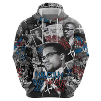 Malcolm X Zip Hoodie Quotes Dates and Black History Activist Theme - Wonder Print Shop