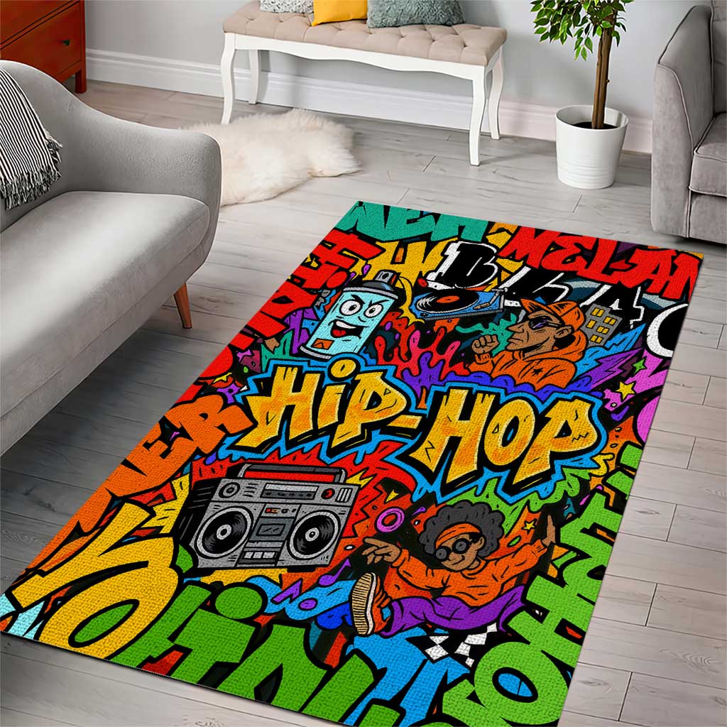 Hip Hop Graffiti Style Area Rug Black Melanin Text and Urban Street Art Design - Wonder Print Shop
