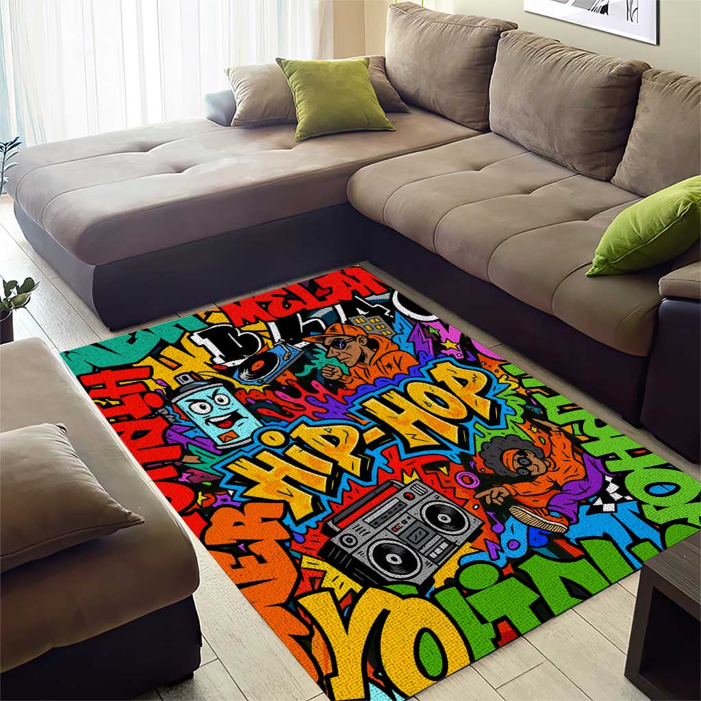 Hip Hop Graffiti Style Area Rug Black Melanin Text and Urban Street Art Design - Wonder Print Shop