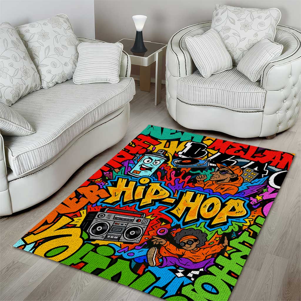Hip Hop Graffiti Style Area Rug Black Melanin Text and Urban Street Art Design - Wonder Print Shop