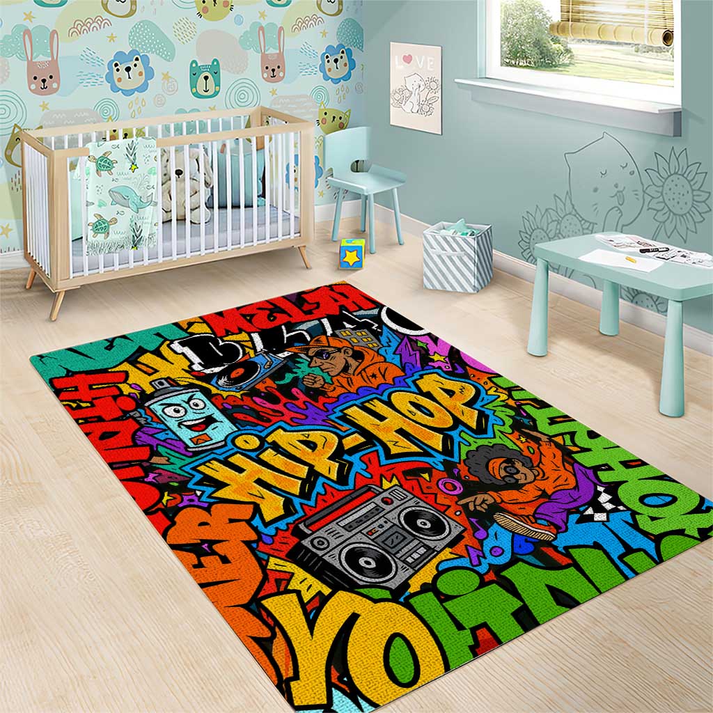 Hip Hop Graffiti Style Area Rug Black Melanin Text and Urban Street Art Design - Wonder Print Shop
