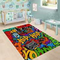Hip Hop Graffiti Style Area Rug Black Melanin Text and Urban Street Art Design - Wonder Print Shop