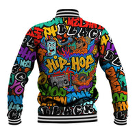 Hip Hop Graffiti Style Baseball Jacket Black Melanin Text and Urban Street Art Design - Wonder Print Shop