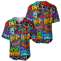 Hip Hop Graffiti Style Baseball Jersey Black Melanin Text and Urban Street Art Design - Wonder Print Shop