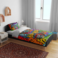 Hip Hop Graffiti Style Bedding Set Black Melanin Text and Urban Street Art Design - Wonder Print Shop