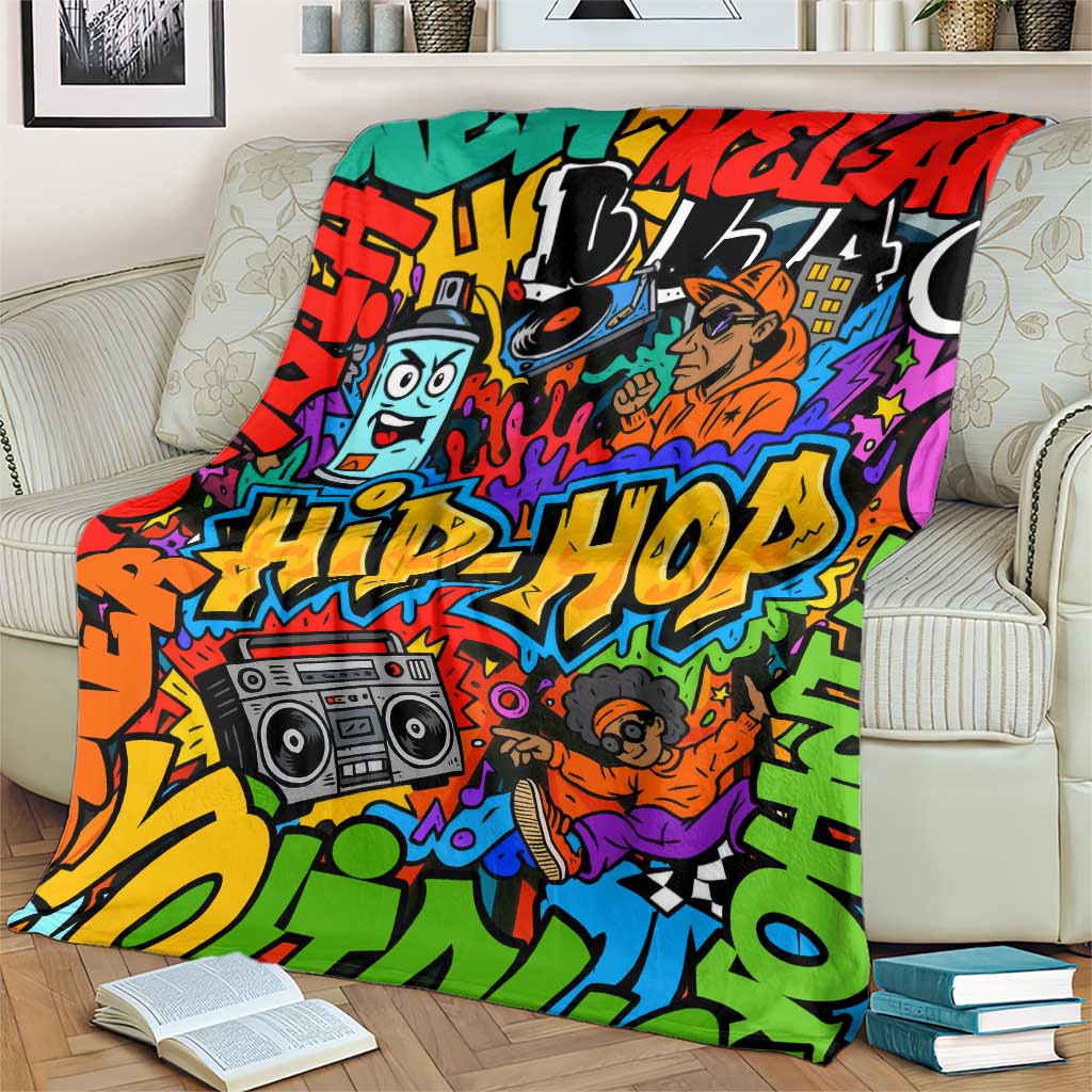 Hip Hop Graffiti Style Blanket Black Melanin Text and Urban Street Art Design - Wonder Print Shop