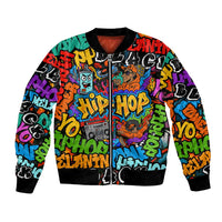 Hip Hop Graffiti Style Bomber Jacket Black Melanin Text and Urban Street Art Design - Wonder Print Shop