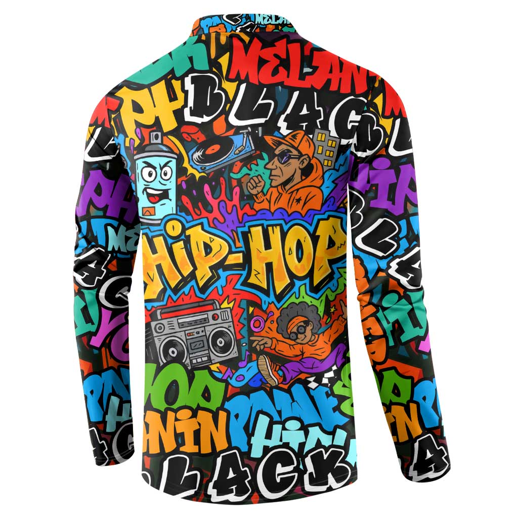 Hip Hop Graffiti Style Button Sweatshirt Black Melanin Text and Urban Street Art Design - Wonder Print Shop
