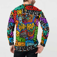 Hip Hop Graffiti Style Button Sweatshirt Black Melanin Text and Urban Street Art Design - Wonder Print Shop