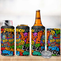 Hip Hop Graffiti Style 4 in 1 Can Cooler Tumbler Black Melanin Text and Urban Street Art Design - Wonder Print Shop