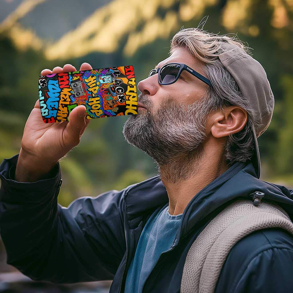 Hip Hop Graffiti Style 4 in 1 Can Cooler Tumbler Black Melanin Text and Urban Street Art Design - Wonder Print Shop