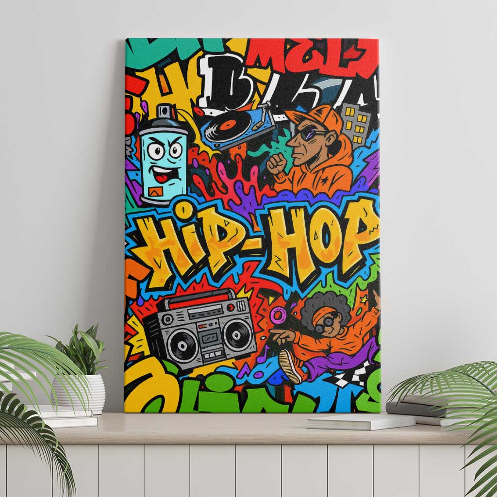 Hip Hop Graffiti Style Canvas Wall Art Black Melanin Text and Urban Street Art Design - Wonder Print Shop