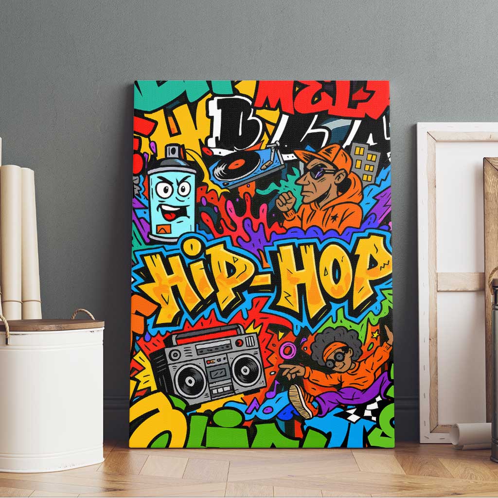 Hip Hop Graffiti Style Canvas Wall Art Black Melanin Text and Urban Street Art Design - Wonder Print Shop