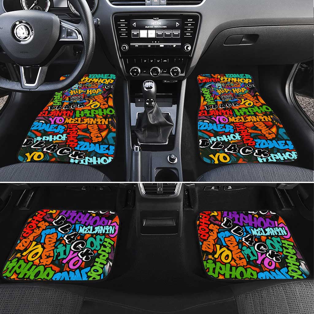 Hip Hop Graffiti Style Car Mats Black Melanin Text and Urban Street Art Design - Wonder Print Shop