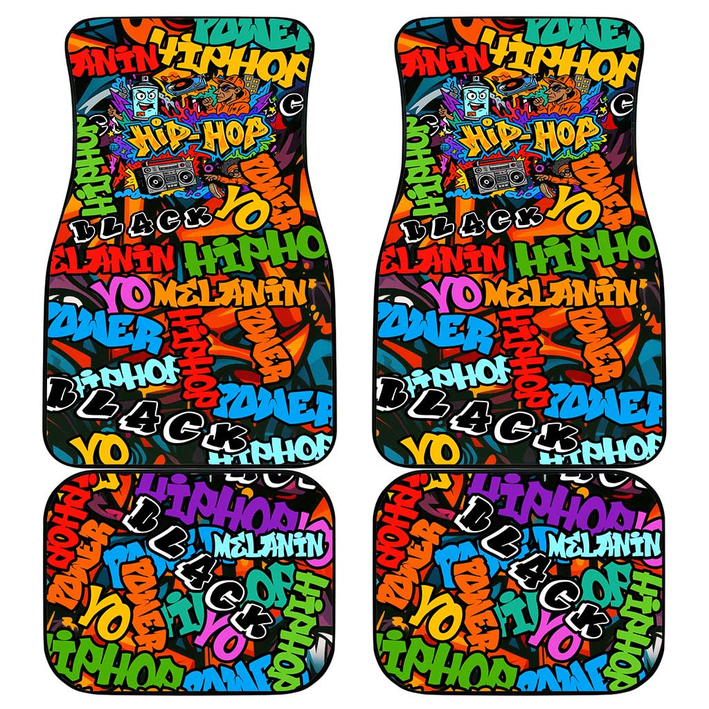 Hip Hop Graffiti Style Car Mats Black Melanin Text and Urban Street Art Design - Wonder Print Shop