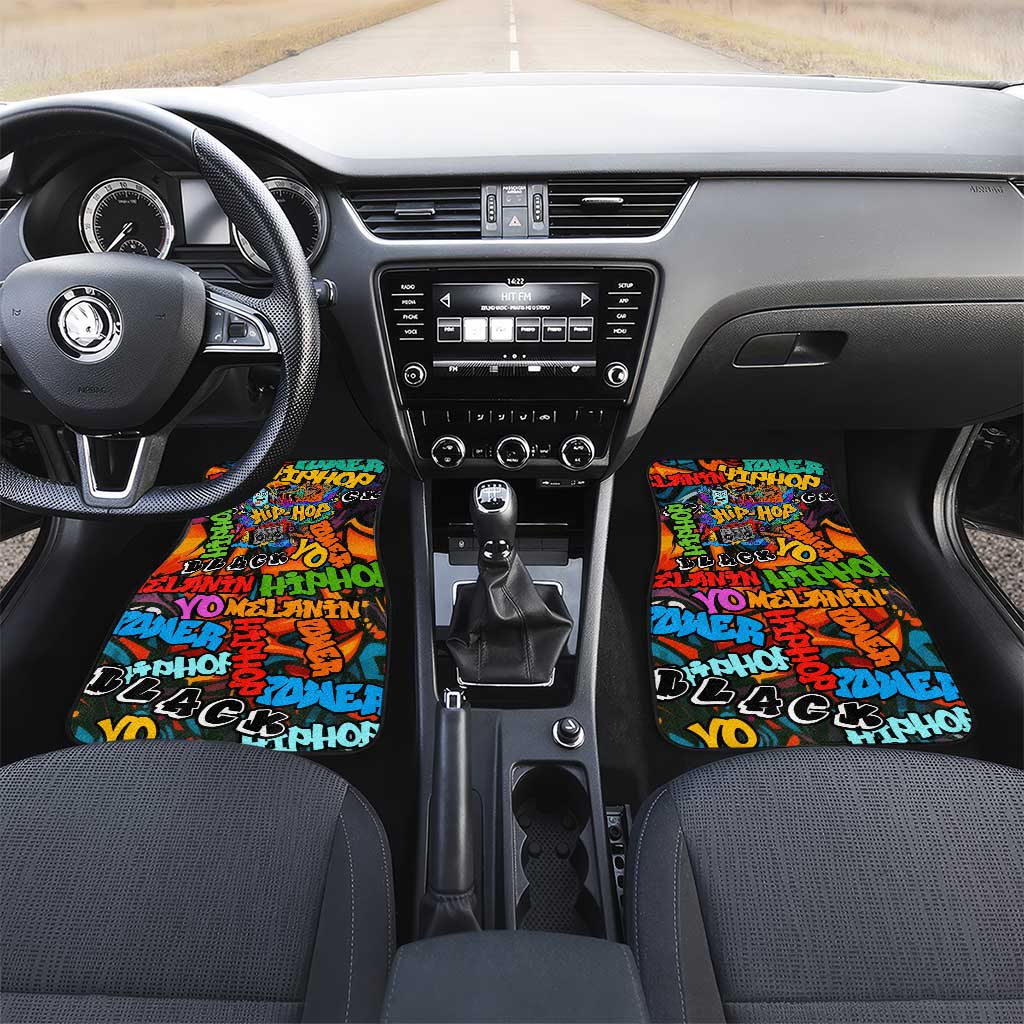 Hip Hop Graffiti Style Car Mats Black Melanin Text and Urban Street Art Design - Wonder Print Shop