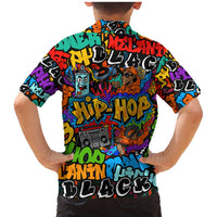 Hip Hop Graffiti Style Family Matching Mermaid Dress and Hawaiian Shirt Black Melanin Text and Urban Street Art Design - Wonder Print Shop