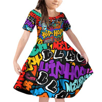 Hip Hop Graffiti Style Family Matching Off Shoulder Short Dress and Hawaiian Shirt Black Melanin Text and Urban Street Art Design - Wonder Print Shop