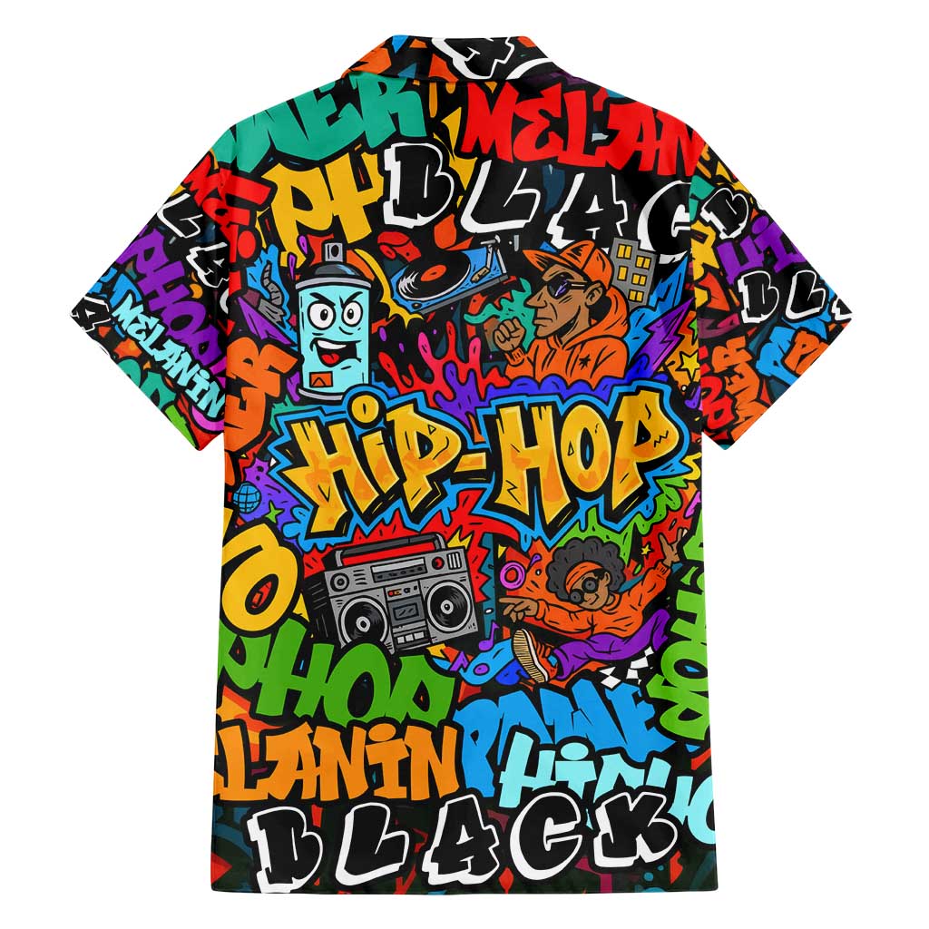 Hip Hop Graffiti Style Family Matching Off Shoulder Short Dress and Hawaiian Shirt Black Melanin Text and Urban Street Art Design - Wonder Print Shop