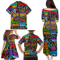 Hip Hop Graffiti Style Family Matching Puletasi and Hawaiian Shirt Black Melanin Text and Urban Street Art Design - Wonder Print Shop