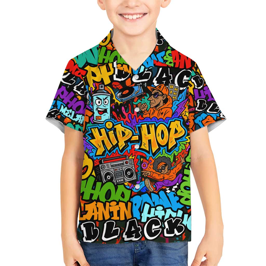 Hip Hop Graffiti Style Family Matching Puletasi and Hawaiian Shirt Black Melanin Text and Urban Street Art Design - Wonder Print Shop