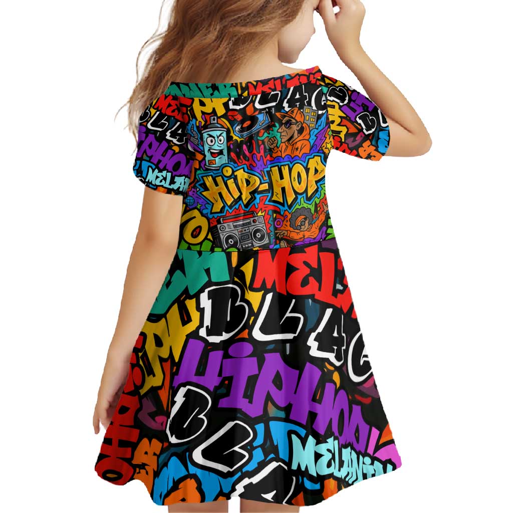 Hip Hop Graffiti Style Family Matching Summer Maxi Dress and Hawaiian Shirt Black Melanin Text and Urban Street Art Design - Wonder Print Shop