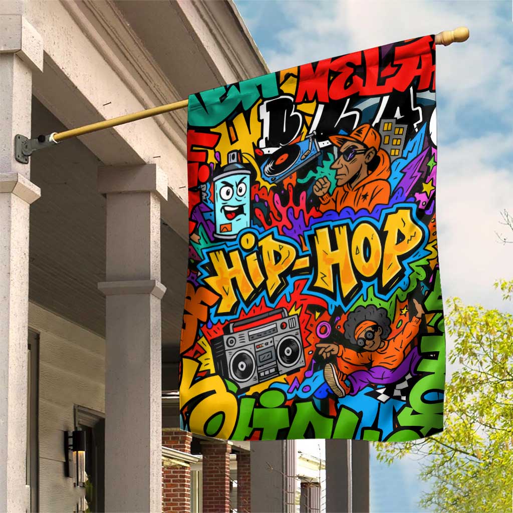 Hip Hop Graffiti Style Garden Flag Black Melanin Text and Urban Street Art Design - Wonder Print Shop