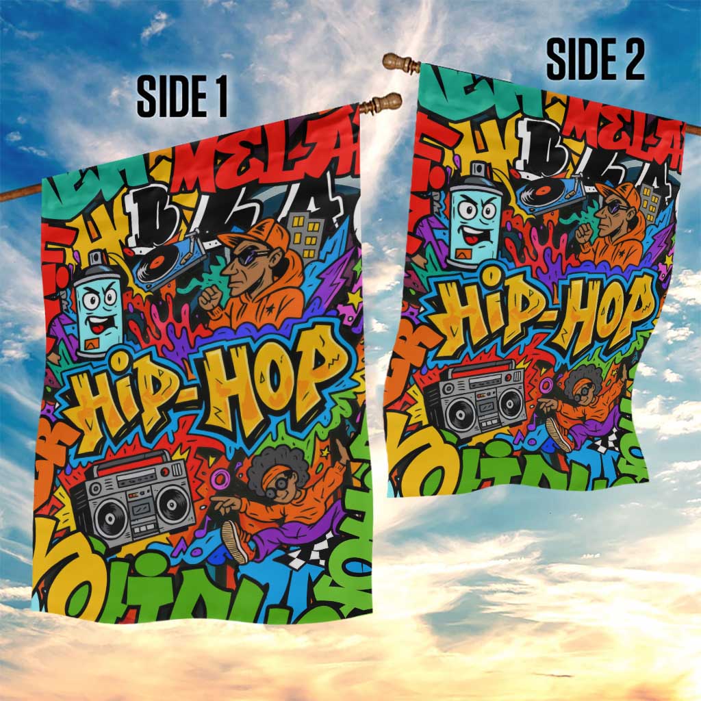 Hip Hop Graffiti Style Garden Flag Black Melanin Text and Urban Street Art Design - Wonder Print Shop