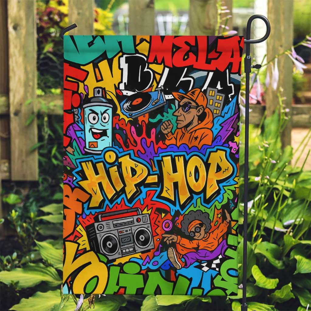 Hip Hop Graffiti Style Garden Flag Black Melanin Text and Urban Street Art Design - Wonder Print Shop