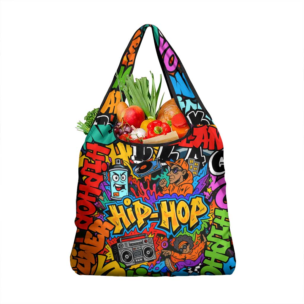 Hip Hop Graffiti Style Grocery Bag Black Melanin Text and Urban Street Art Design - Wonder Print Shop