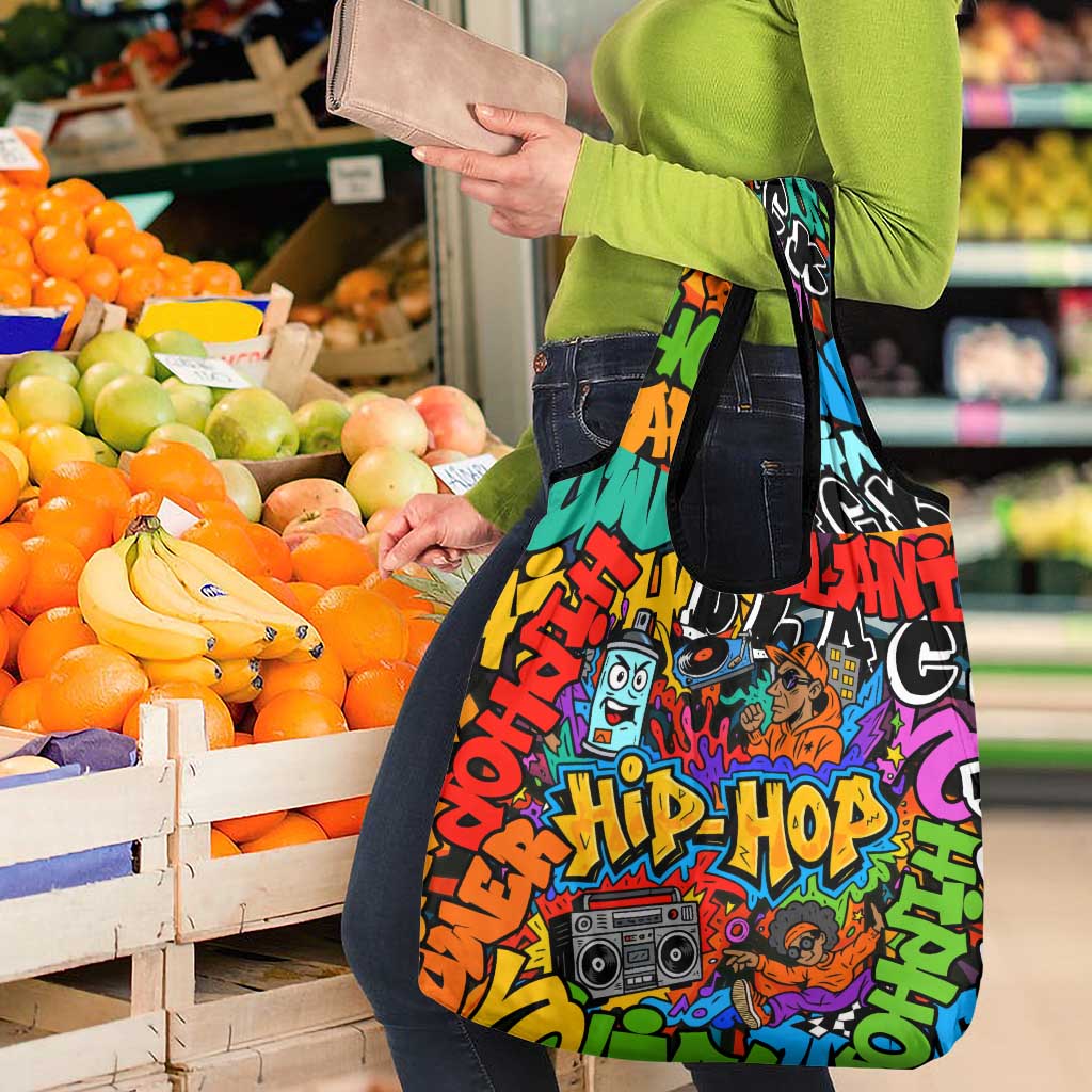 Hip Hop Graffiti Style Grocery Bag Black Melanin Text and Urban Street Art Design - Wonder Print Shop