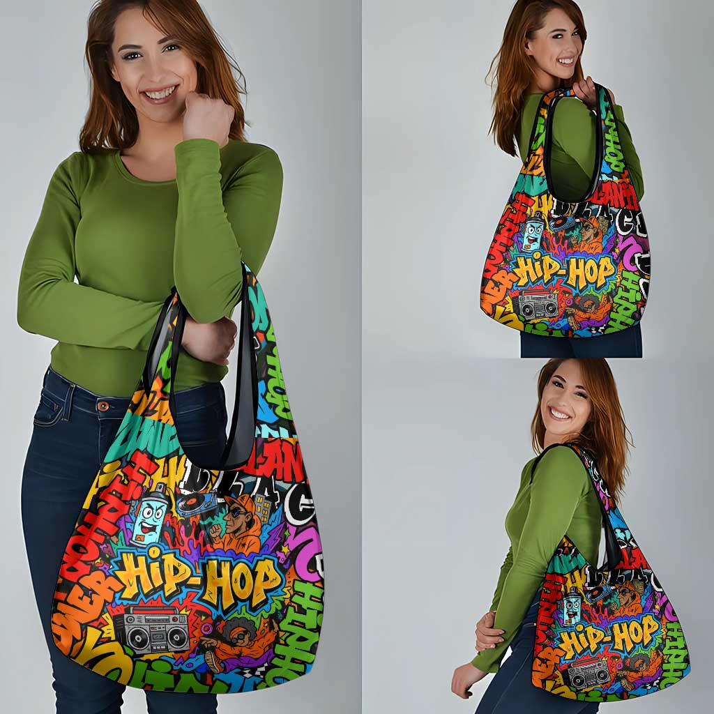 Hip Hop Graffiti Style Grocery Bag Black Melanin Text and Urban Street Art Design - Wonder Print Shop