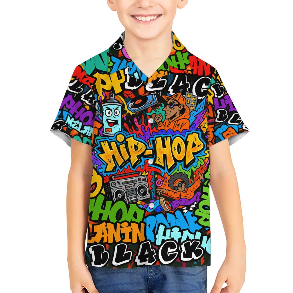 Hip Hop Graffiti Style Hawaiian Shirt Black Melanin Text and Urban Street Art Design - Wonder Print Shop