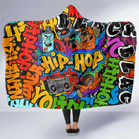 Hip Hop Graffiti Style Hooded Blanket Black Melanin Text and Urban Street Art Design - Wonder Print Shop