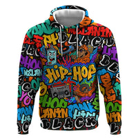 Hip Hop Graffiti Style Hoodie Black Melanin Text and Urban Street Art Design - Wonder Print Shop
