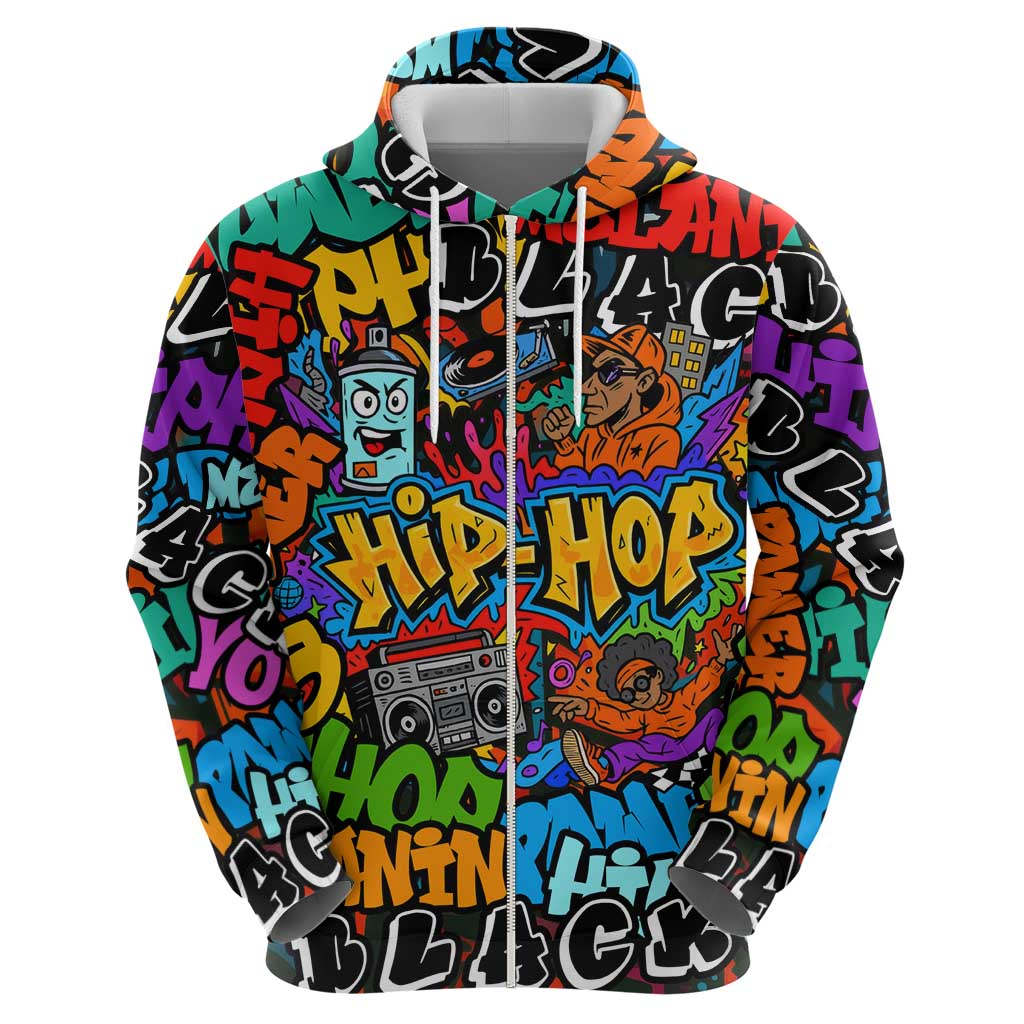 Hip Hop Graffiti Style Hoodie Black Melanin Text and Urban Street Art Design - Wonder Print Shop