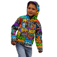 Hip Hop Graffiti Style Kid Hoodie Black Melanin Text and Urban Street Art Design - Wonder Print Shop