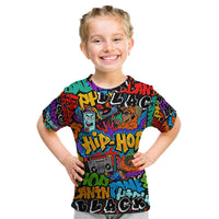Hip Hop Graffiti Style Kid T Shirt Black Melanin Text and Urban Street Art Design - Wonder Print Shop