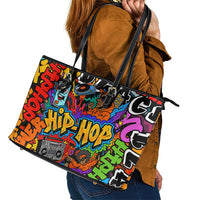 Hip Hop Graffiti Style Leather Tote Bag Black Melanin Text and Urban Street Art Design - Wonder Print Shop