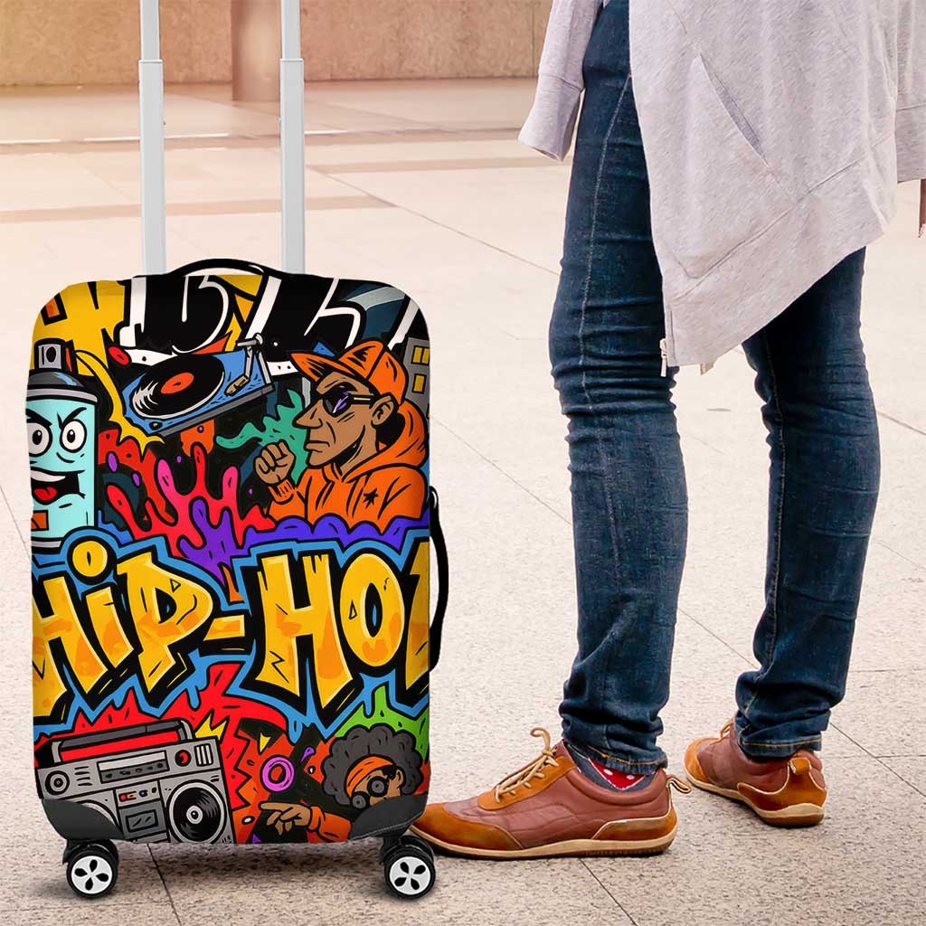 Hip Hop Graffiti Style Luggage Cover Black Melanin Text and Urban Street Art Design - Wonder Print Shop