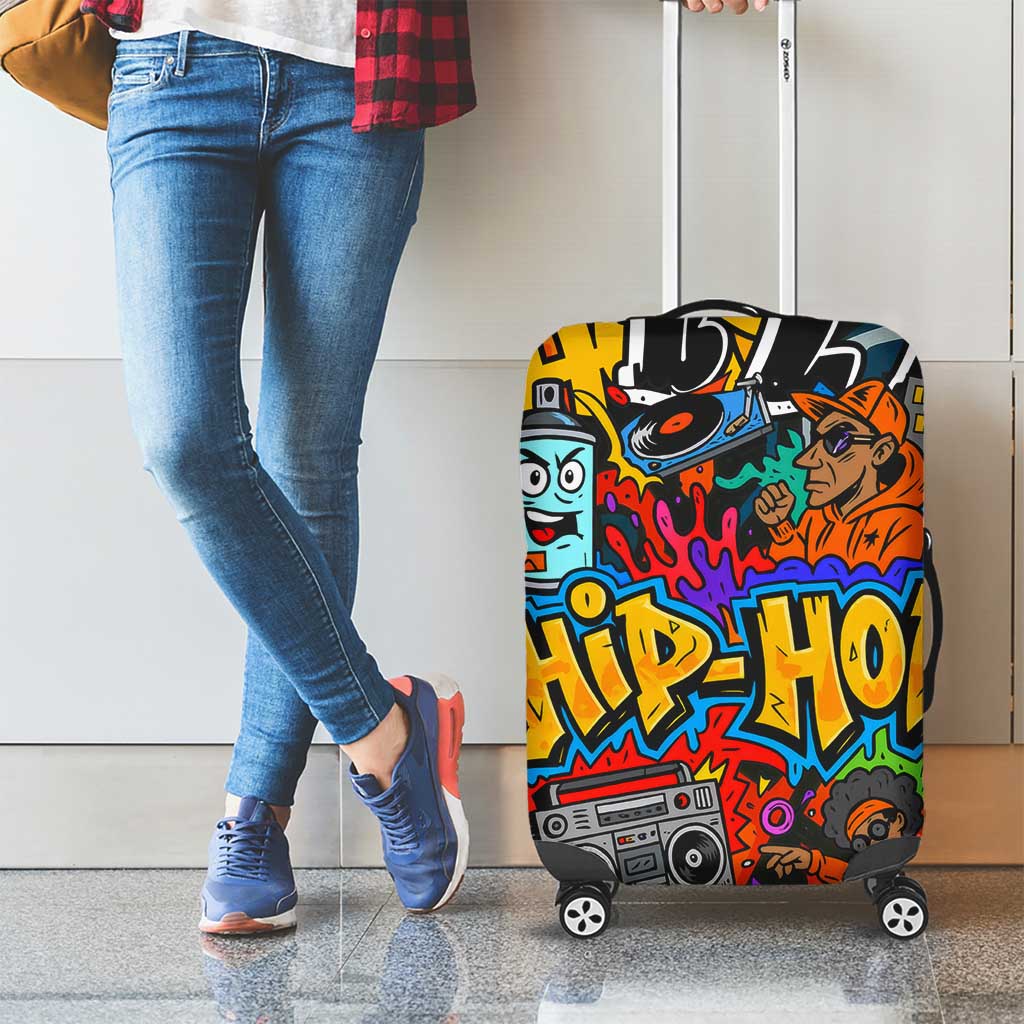 Hip Hop Graffiti Style Luggage Cover Black Melanin Text and Urban Street Art Design - Wonder Print Shop