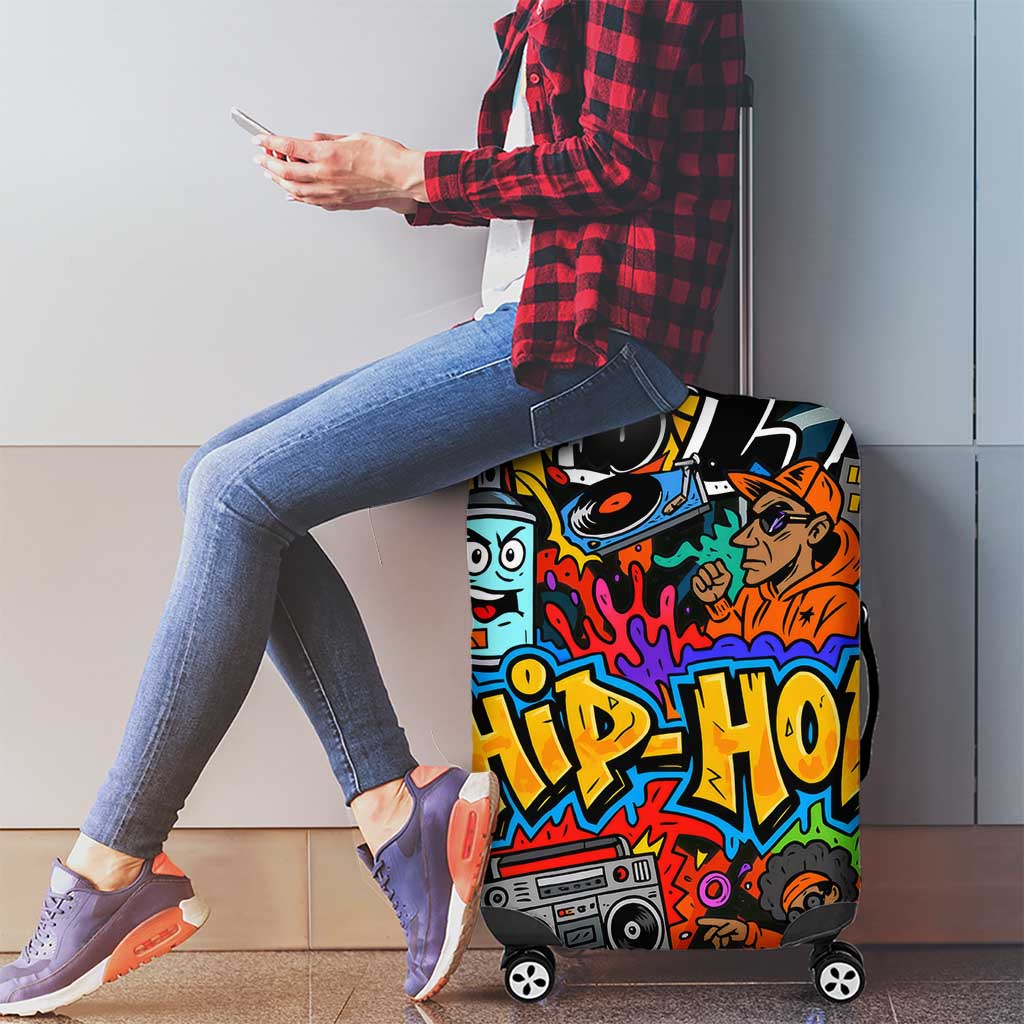 Hip Hop Graffiti Style Luggage Cover Black Melanin Text and Urban Street Art Design - Wonder Print Shop
