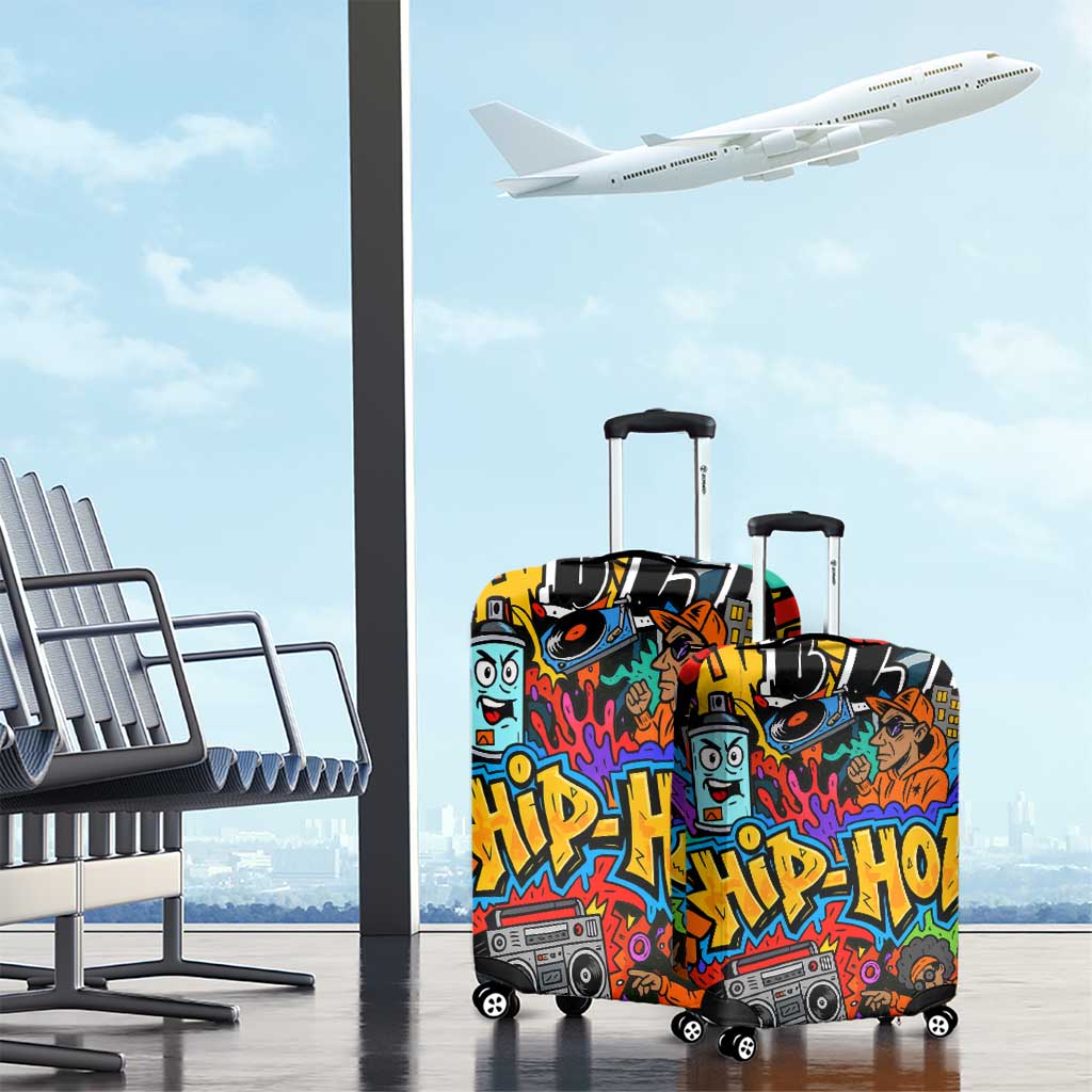 Hip Hop Graffiti Style Luggage Cover Black Melanin Text and Urban Street Art Design - Wonder Print Shop