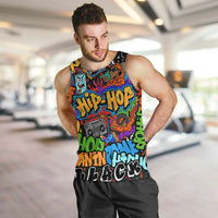 Hip Hop Graffiti Style Men Tank Top Black Melanin Text and Urban Street Art Design - Wonder Print Shop