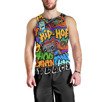 Hip Hop Graffiti Style Men Tank Top Black Melanin Text and Urban Street Art Design - Wonder Print Shop