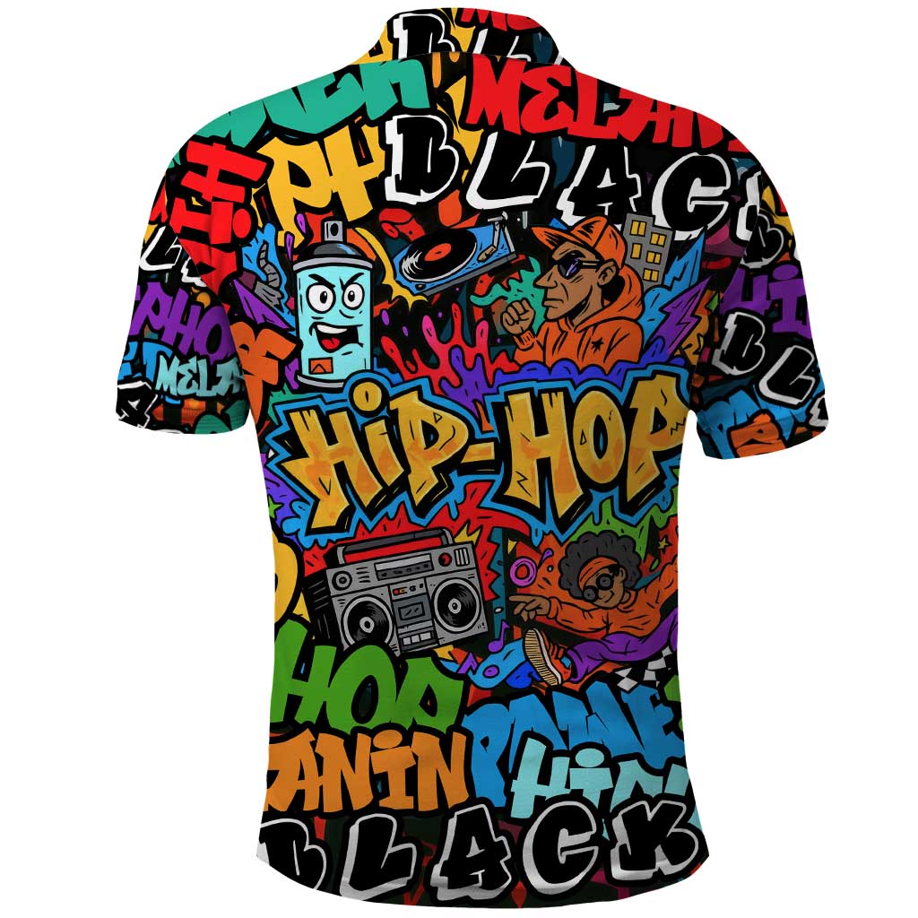 Hip Hop Graffiti Style Polo Shirt Black Melanin Text and Urban Street Art Design - Wonder Print Shop