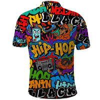 Hip Hop Graffiti Style Polo Shirt Black Melanin Text and Urban Street Art Design - Wonder Print Shop
