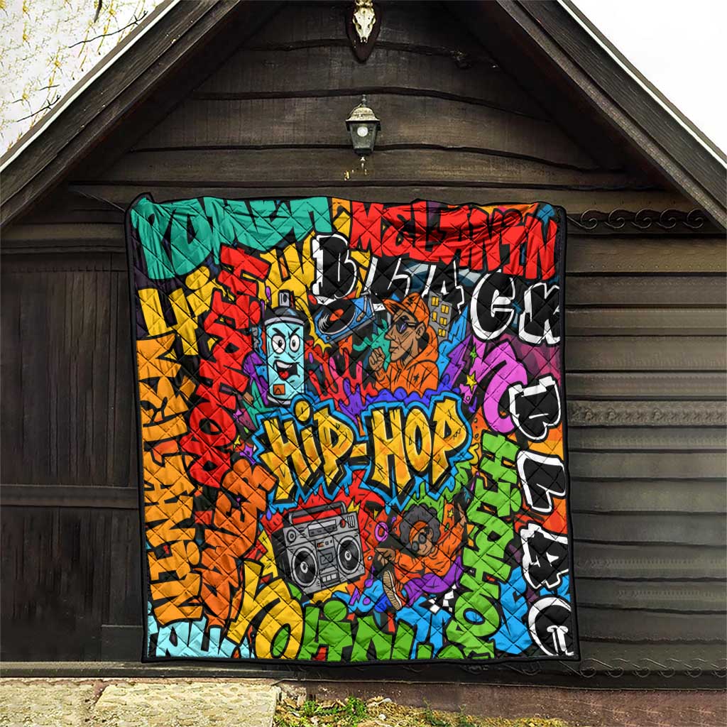 Hip Hop Graffiti Style Quilt Black Melanin Text and Urban Street Art Design - Wonder Print Shop