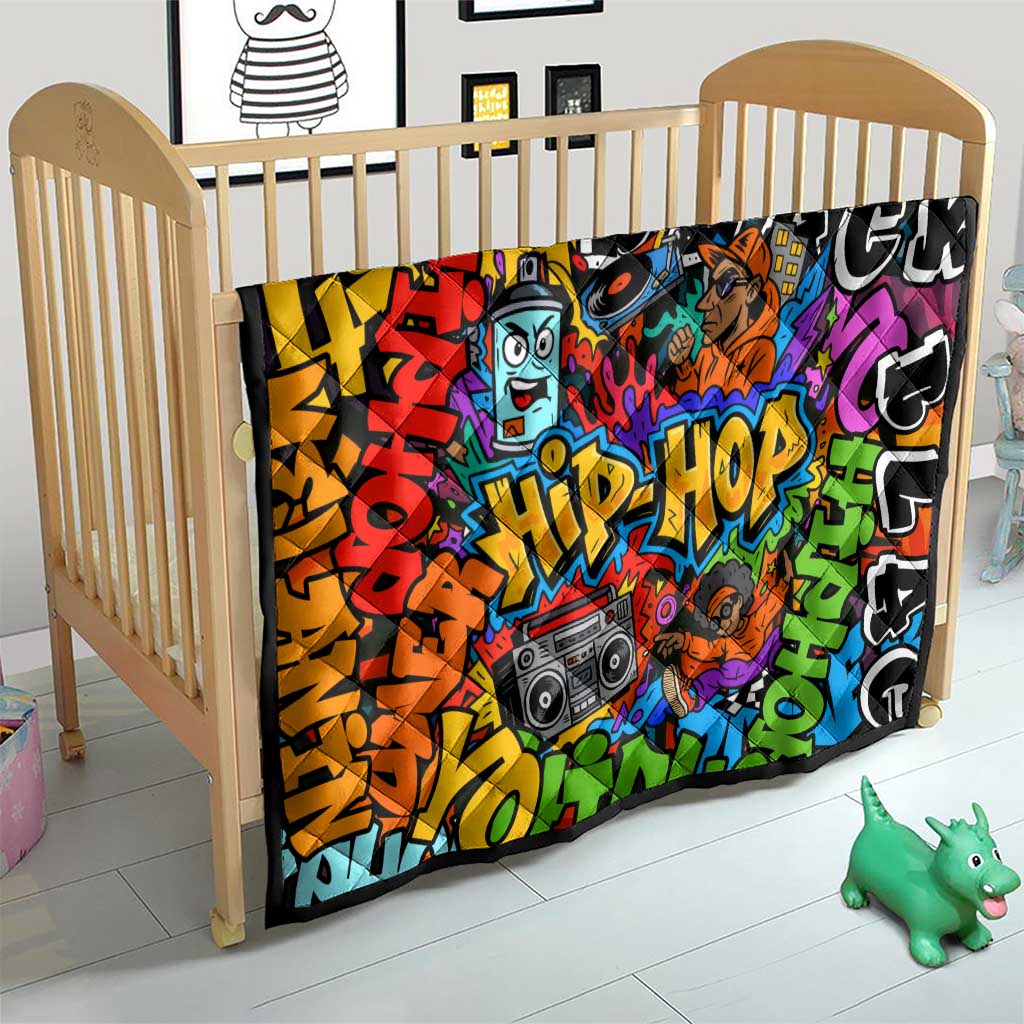 Hip Hop Graffiti Style Quilt Black Melanin Text and Urban Street Art Design - Wonder Print Shop